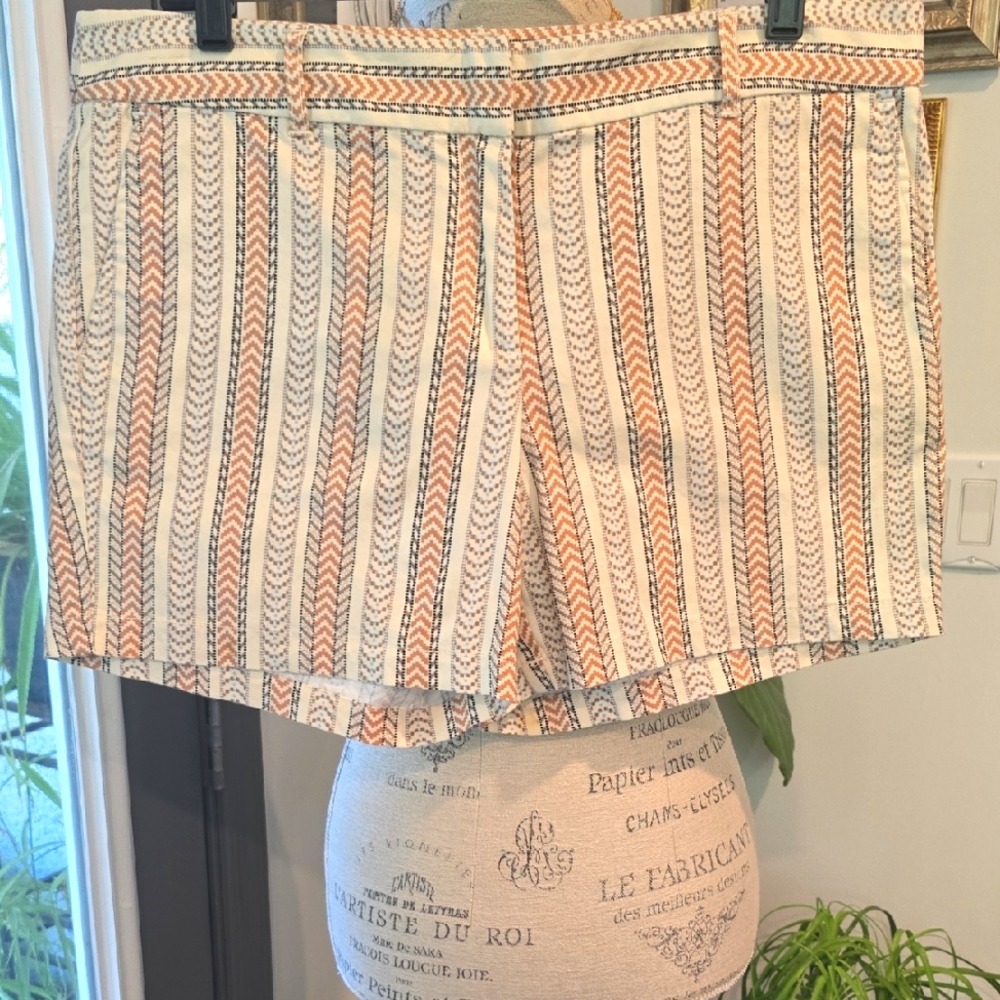 Dalia Tan and Beige Shorts with Vintage Stripes